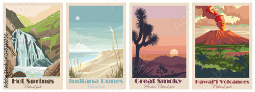 Collection Vintage National Park Posters National Park Art Prints, Nature Wall Art, and Mountain Print Travel Wall Art Living Room Bedroom Bathroom Decor.