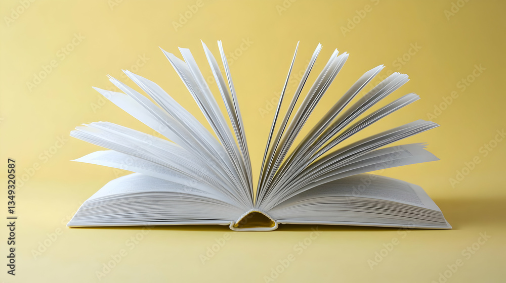Fototapeta premium Open Book On Yellow Background