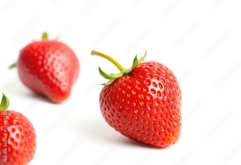 A single ripe strawberry, vibrant red, isolated on pure white background, white background, background A single ripe strawberry, vibrant red, isolated on pure white background, white background, background
