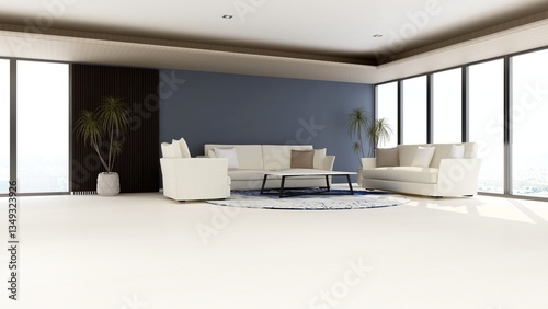 Modern office lounge room with minimalist design interior for wall logo mockup