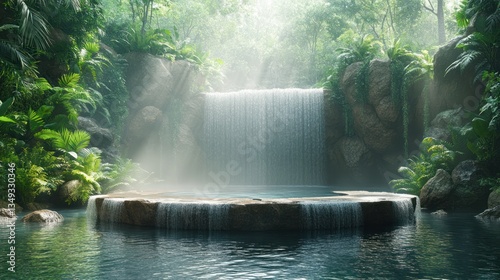 Peaceful Waterfall Lush Green Forest