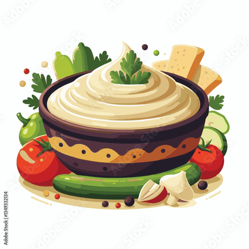 food, eggplant, cuisine, arabic, traditional, appetizer, vegetarian, dip, hummus, babaganoush, turkish, lebanese, vegetable, mediterranean, ganoush, parsley, healthy, snack, arabian, greek, baba, back