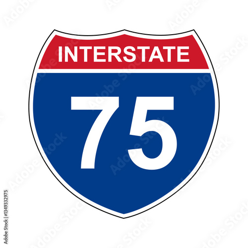 Interstate 75. Interstate highway sign. Road number. Signpost indicating route numbers in the U.S. Interstate Highway System. Even numbers run west to east. Odd numbers run north to south.