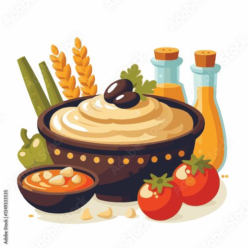 food, eggplant, cuisine, arabic, traditional, appetizer, vegetarian, dip, hummus, babaganoush, turkish, lebanese, vegetable, mediterranean, ganoush, parsley, healthy, snack, arabian, greek, baba, back