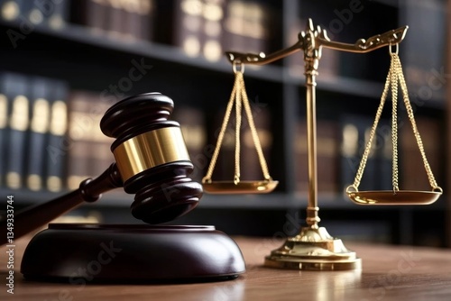 Symbol of Justice: Wooden Judge Gavel in Legal Office