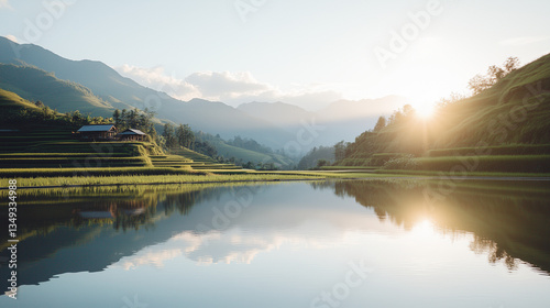 mountain lake in the morning