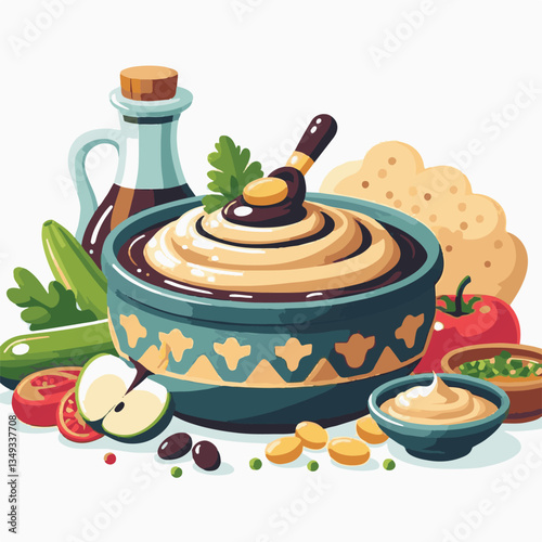 food, eggplant, cuisine, arabic, traditional, appetizer, vegetarian, dip, hummus, babaganoush, turkish, lebanese, vegetable, mediterranean, ganoush, parsley, healthy, snack, arabian, greek, baba, back
