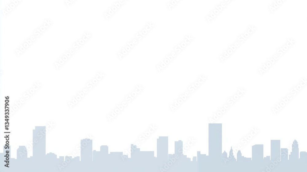 Naklejka premium Light cityscape silhouette, urban horizon