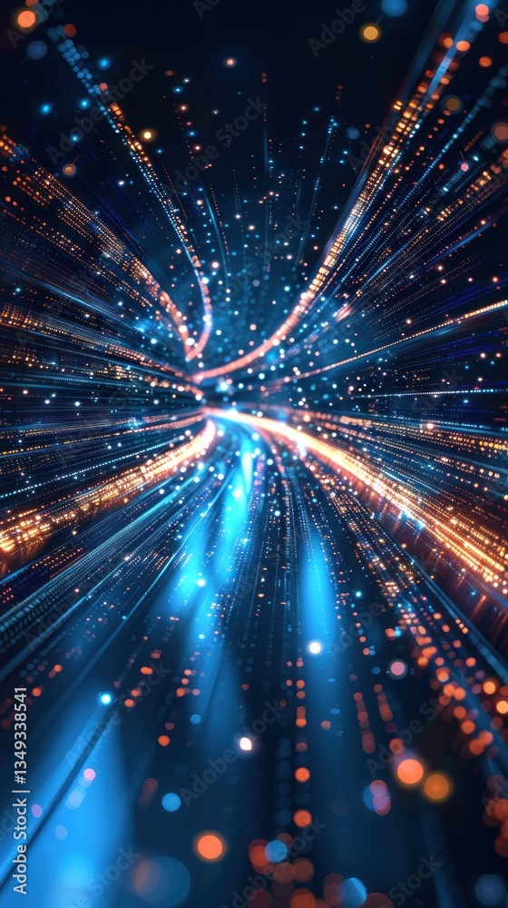 Naklejka premium Abstract digital tunnel speed motion city lights