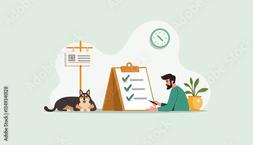 An illustration of a person setting up a retirement savings plan.