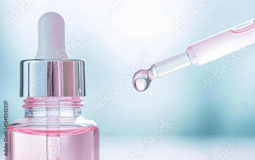 Revitalize your skin with this anti aging treatment serum, featuring dropper for precise application and soft pink hue that evokes freshness photo