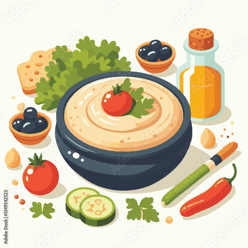 food, eggplant, cuisine, arabic, traditional, appetizer, vegetarian, dip, hummus, babaganoush, turkish, lebanese, vegetable, mediterranean, ganoush, parsley, healthy, snack, arabian, greek, baba, back