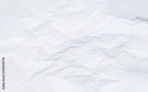 Sheet of white crumpled paper as background, closeup. White clean crumpled paper background. Horizontal crumpled empty paper template for posters and banners. Vector illustration