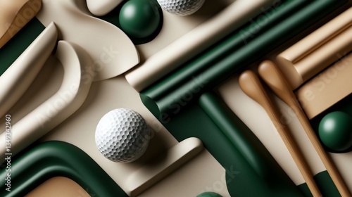 Elevated golf aesthetic with geometric shapes and refined color palette