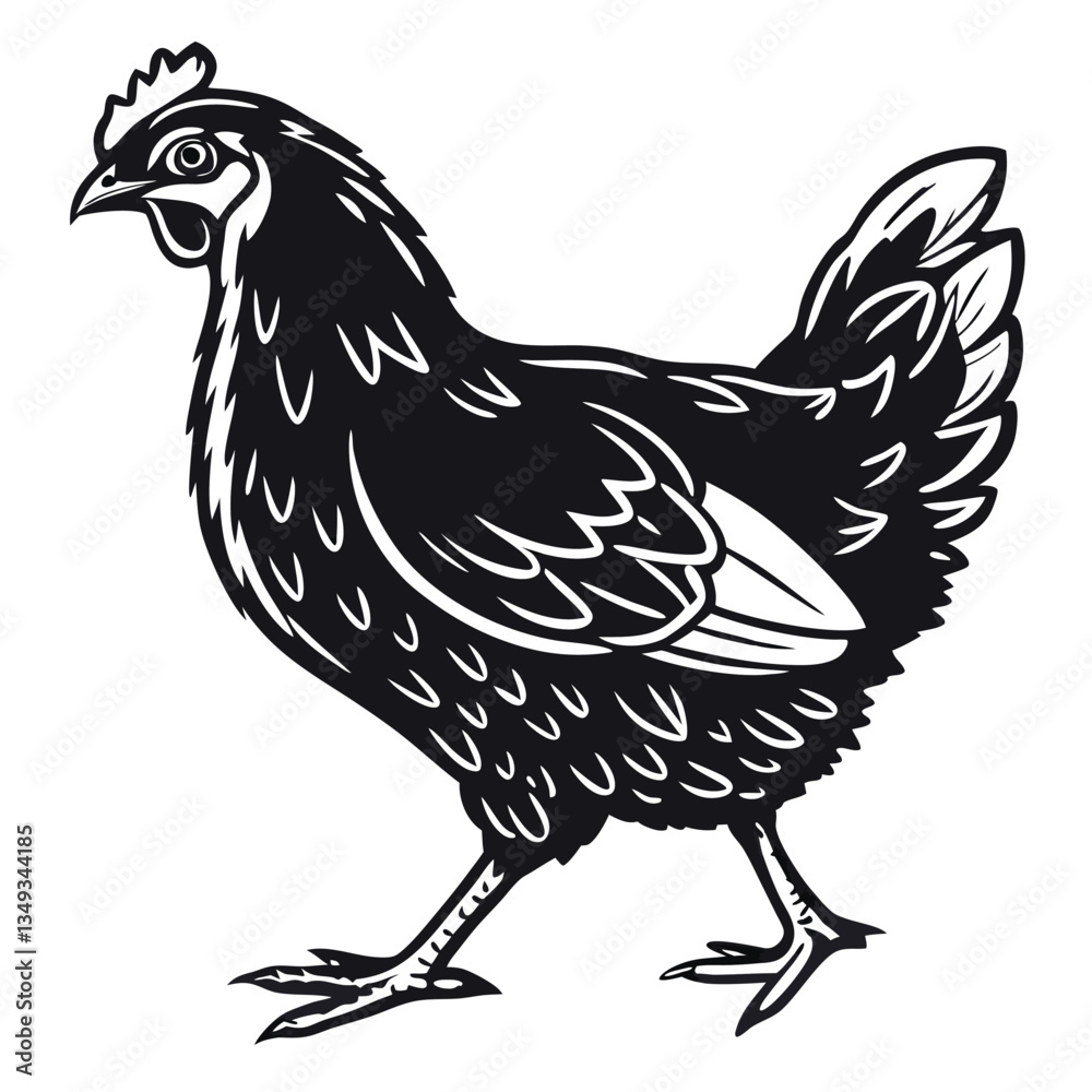 Fototapeta premium chicken-icon-hand-draw-black-colour-easter-monday- (5).eps