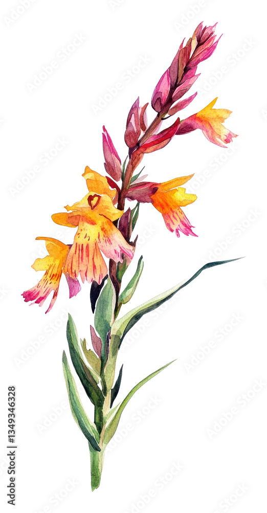Naklejka premium PNG A barhea vulgaris over flower wildflower clip art illustration watercolor petals.