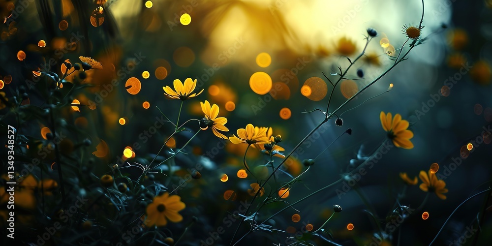 A field of yellow flowers with a blue sky in the background A field of yellow flowers with a blue sky in the background
