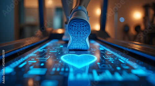 Cardiovascular health depicted  doctor monitoring a patient running on a treadmill, Photo Illustration Image Picture 