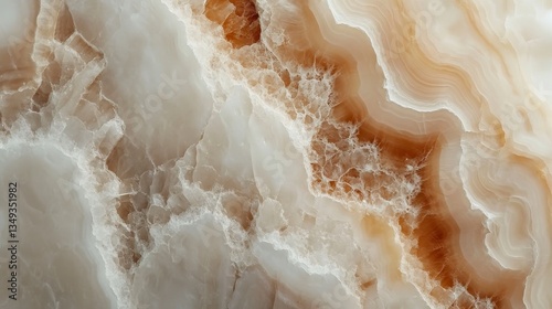 Cream and Light Brown Onyx Stone Texture Close Up