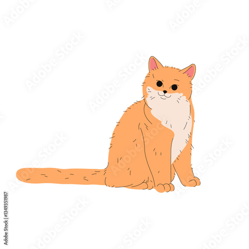 Vector british plush cat or purebred kitten. Feline animal breed or domestic kitty. Domesticated mammal pedigree. Pussycat or puss, catling with whiskers. Purring pet. House fauna and zoology theme.