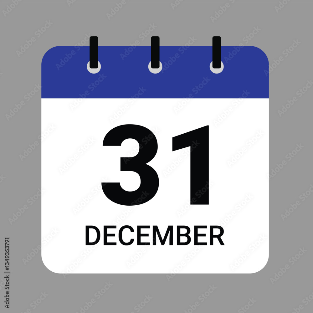 Vector illustration of a calendar icon showing dates and events. December 31 Calendar Icon – Flat Design, Minimalist Date Illustration Vector illustration of a calendar icon showing dates and events. December 31 Calendar Icon – Flat Design, Minimalist Date Illustration