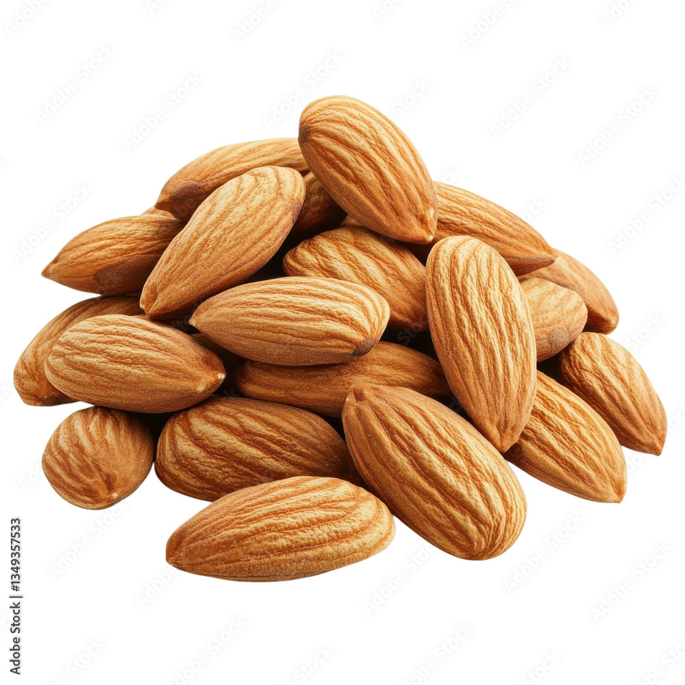 Fresh Almonds on White Background on transparent background. Fresh Almonds on White Background on transparent background.