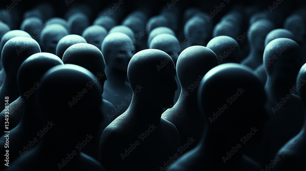 Obraz premium Conformity bias leads people to follow the majority, often sacrificing their own independent views, and in politics and alliances, it can shape public opinion to influence actions.