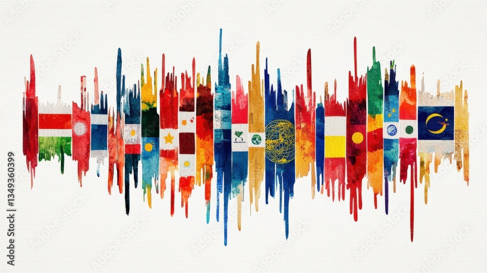 custom made wallpaper toronto digitalA colorful painting of flags from around the world