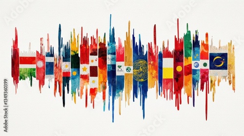 Wallpaper Mural A colorful painting of flags from around the world Torontodigital.ca