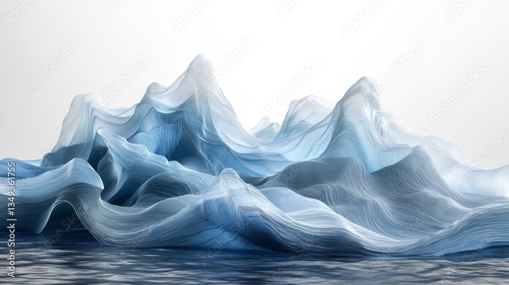 Fototapeta premium Abstract waves in shades of blue create a serene landscape