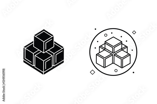 Isometric Cube Stack, Block Design, Geometric Shapes, Abstract Art, Minimalist Logo
