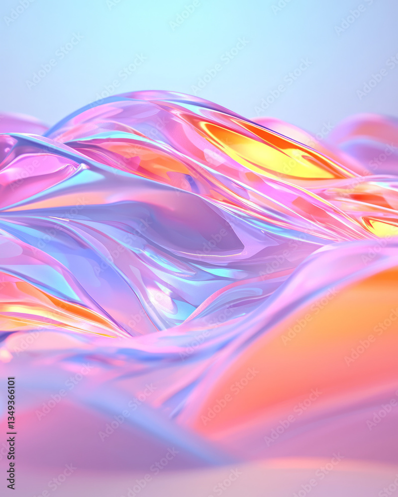 Fototapeta premium A surreal dreamscape built entirely from interlocking transparent polygons, reflecting delicate