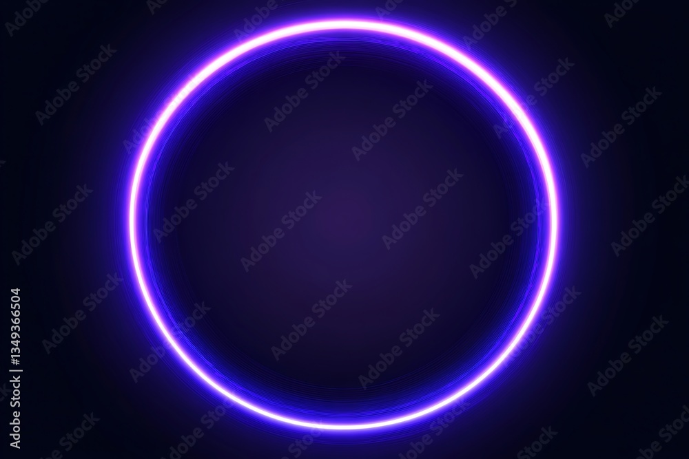 Fototapeta premium A glowing neon circle shines against a dark background