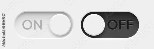 On and Off toggle switch buttons. Material design switch set.