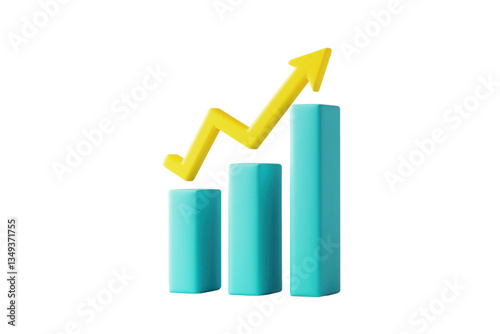 Bar chart with yellow arrow pointing upward to represent growth and success Free Download Bar chart with yellow arrow pointing upward to represent growth and success - GFXLoad