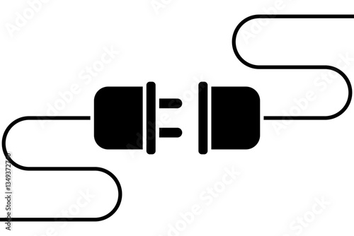 Vector isolated Power Plug icon in black fill