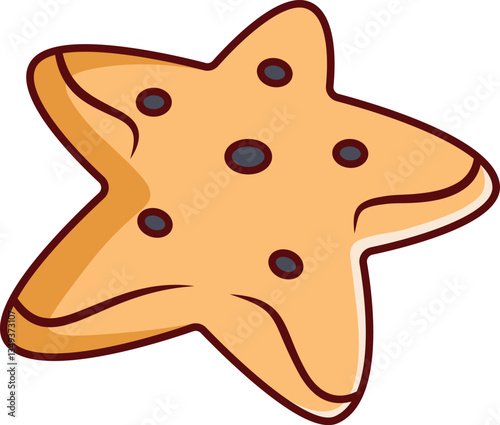 Brown Starfish Vector Illustration Icon. Flat Cartoon Style