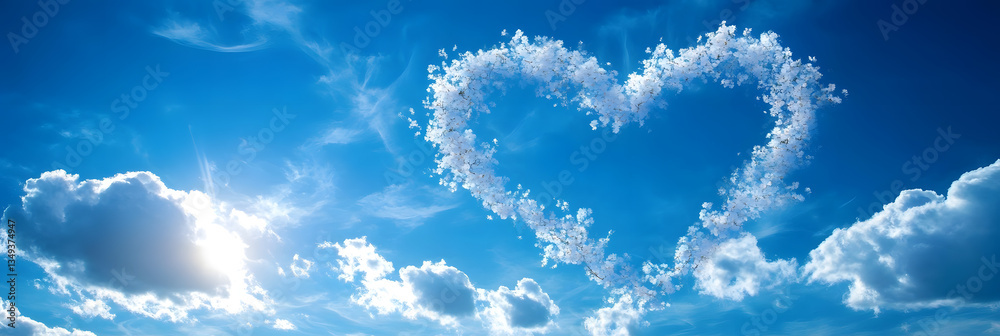 Heart-Shaped Cloud Forming A Romantic Scene in a Vibrant Blue Sky Heart-Shaped Cloud Forming A Romantic Scene in a Vibrant Blue Sky
