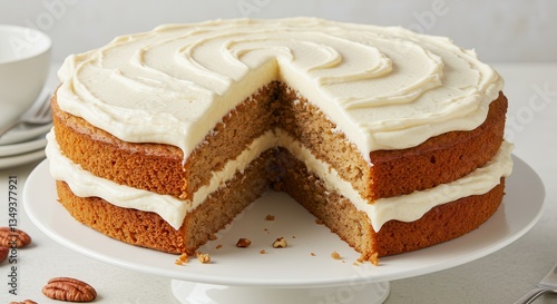 Wallpaper Mural Two Layer Cake with Frosting Slice Missing Displayed on Stand Torontodigital.ca