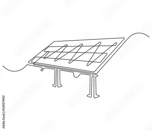 Continuous one line drawing of solar panel. Single line drawing illustration of renewable energy solar panel. Green energy concept vector art. Doodle line illustration.