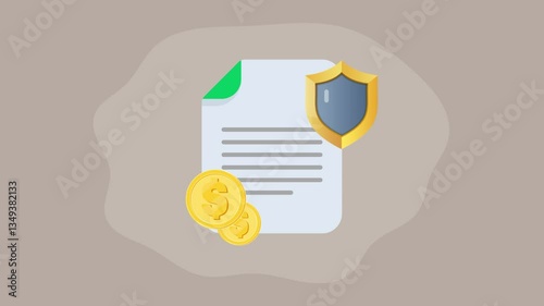 Protected Agreements, Animated Insurance Service Featuring a Shield and Secure Contract Assurance