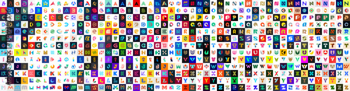 Mega collection Logos with letters. Geometrical abstract logos. Icon design	