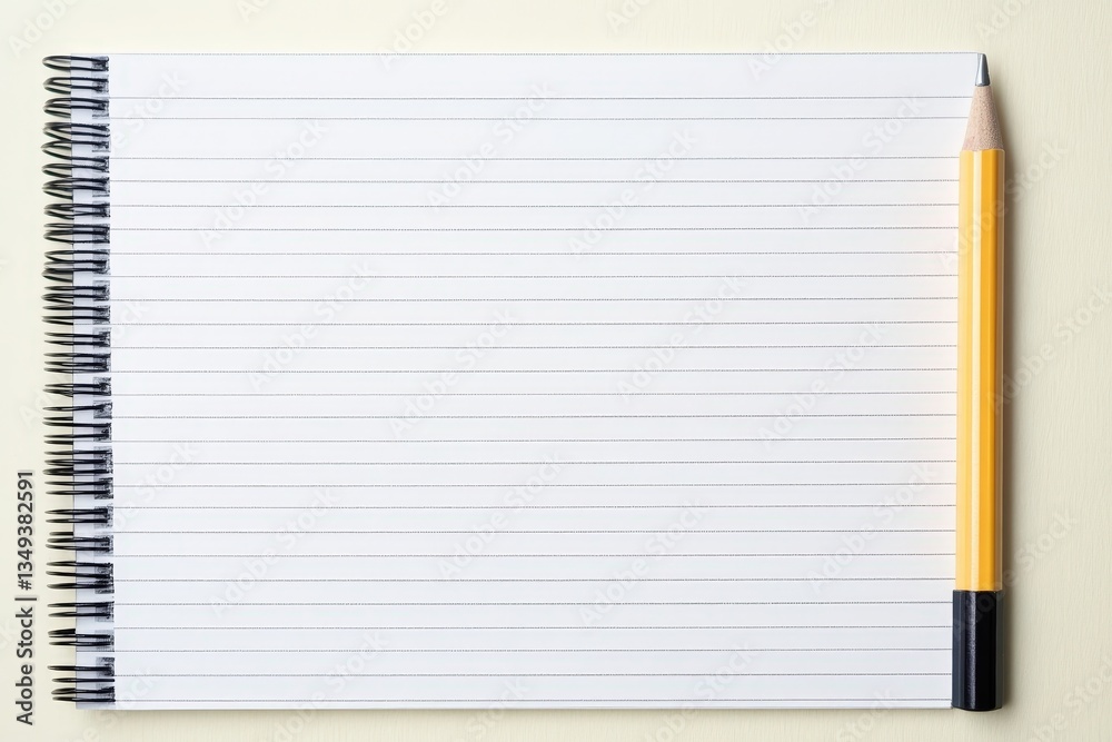 A spiral notebook with a pencil ready for writing notes A spiral notebook with a pencil ready for writing notes