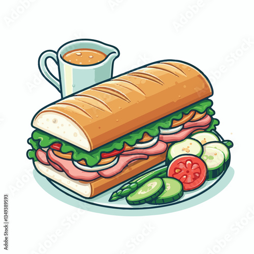bread, baguette, meal, meat, fresh, food, background, cucumber, carrot, lunch, cuisine, coriander, sandwich, asian, traditional, vietnamese, pork, vietnam, sliced, closeup, cilantro, vegetable, street