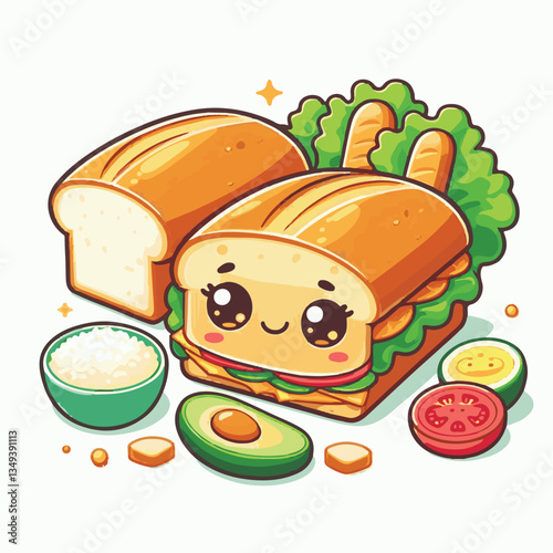 bread, baguette, meal, meat, fresh, food, background, cucumber, carrot, lunch, cuisine, coriander, sandwich, asian, traditional, vietnamese, pork, vietnam, sliced, closeup, cilantro, vegetable, street