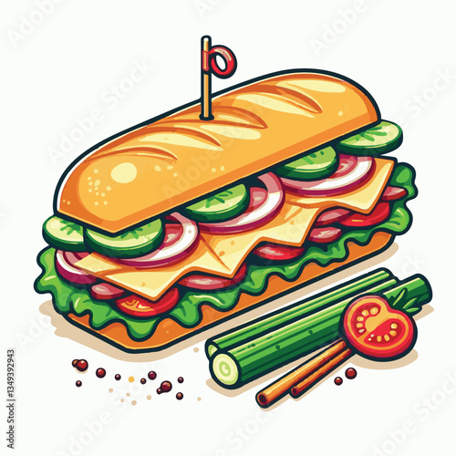 bread, baguette, meal, meat, fresh, food, background, cucumber, carrot, lunch, cuisine, coriander, sandwich, asian, traditional, vietnamese, pork, vietnam, sliced, closeup, cilantro, vegetable, street