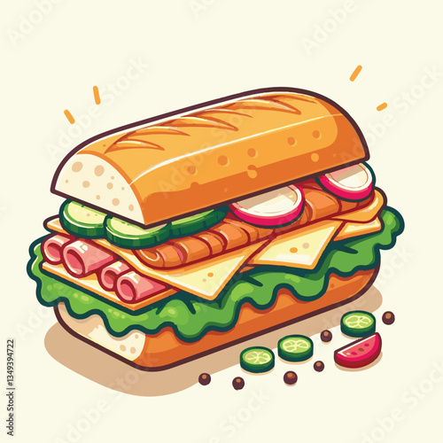 bread, baguette, meal, meat, fresh, food, background, cucumber, carrot, lunch, cuisine, coriander, sandwich, asian, traditional, vietnamese, pork, vietnam, sliced, closeup, cilantro, vegetable, street