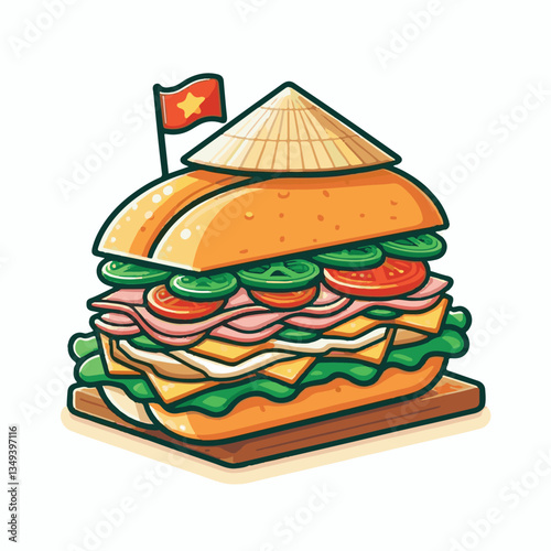 bread, baguette, meal, meat, fresh, food, background, cucumber, carrot, lunch, cuisine, coriander, sandwich, asian, traditional, vietnamese, pork, vietnam, sliced, closeup, cilantro, vegetable, street