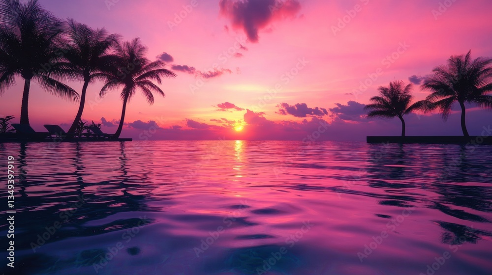 Digits Floating in Pool Under Pink and Purple Digits Floating in Pool Under Pink and Purple
