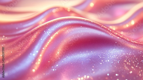 Shimmering, pink fabric with soft waves and subtle sparkle